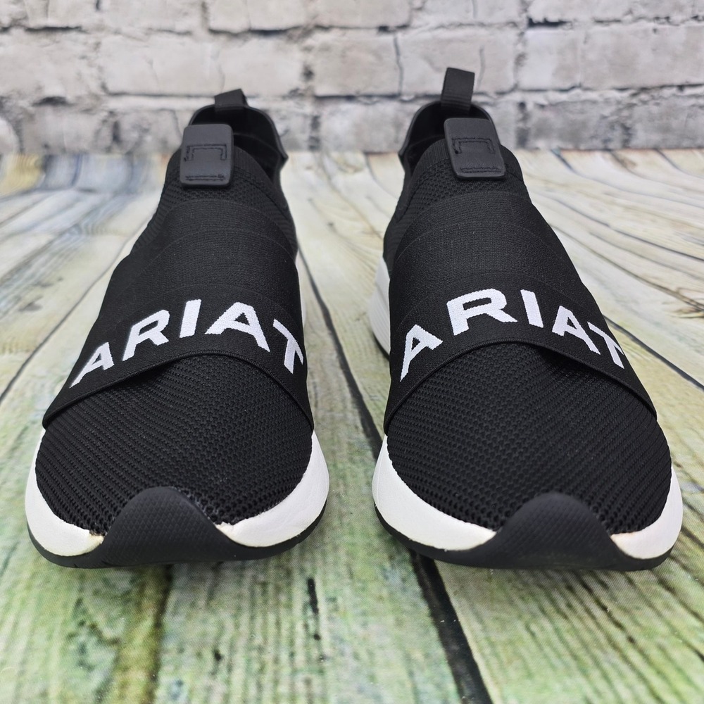 Ariat Ignite Sneakers‎ Womens 8 Black Knit Slip On Shoes Logo Strap 10035853 - Picture 4 of 9